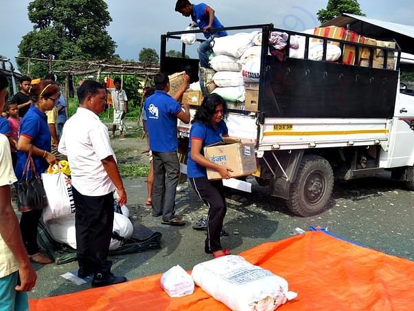 Assam flood relief operation in 2016 at Chirang District