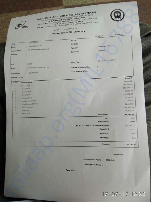 Hospital bills - 16july17