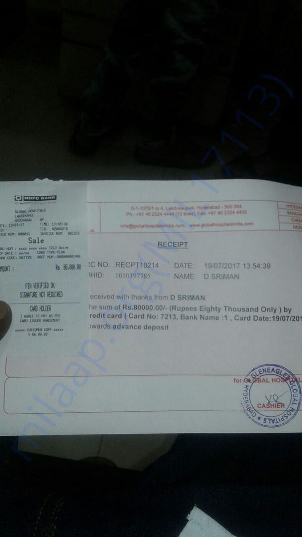 Amount Paid for Pre Surgery Medical Tests
