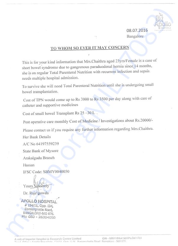 Apollo hospital doctors letter