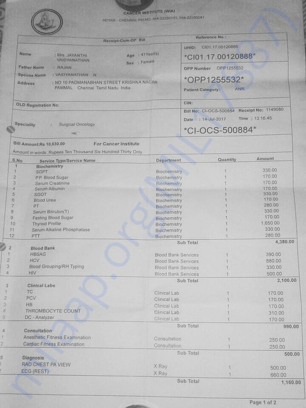 Test report bills