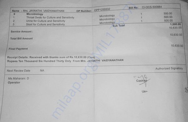 Test report bills