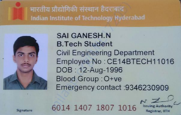 This is my college ID card