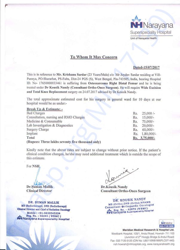 Estimation letter