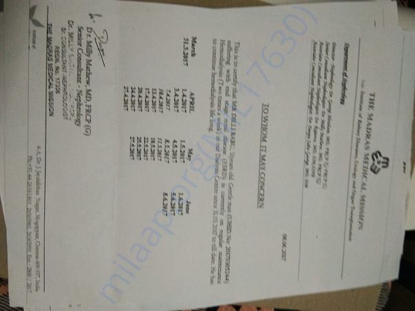 Letter for dialysis