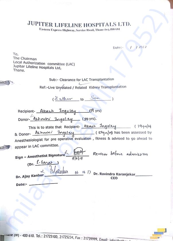 Kidney Transplant Clearance