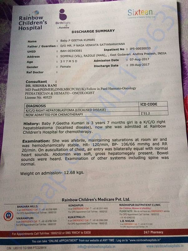 Lattest document after chemotheraphy
