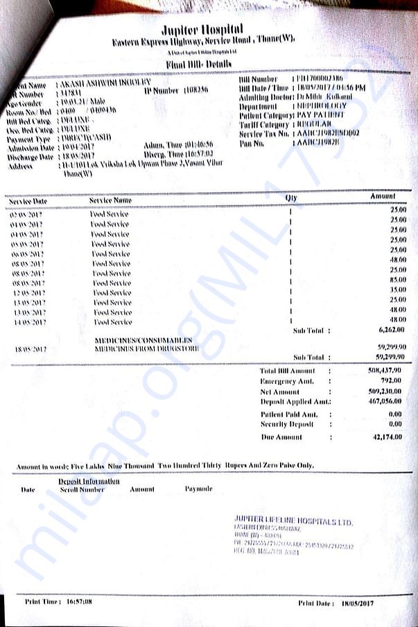 Bill of 19th May 2017