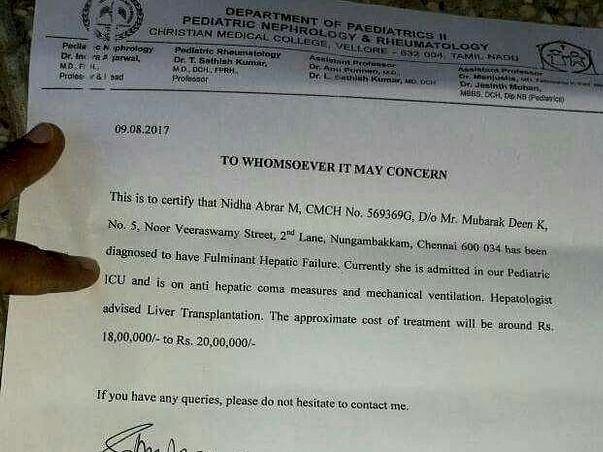 Help Nidha Abrar's Liver Transplant Treatment - Under Hepatic Coma