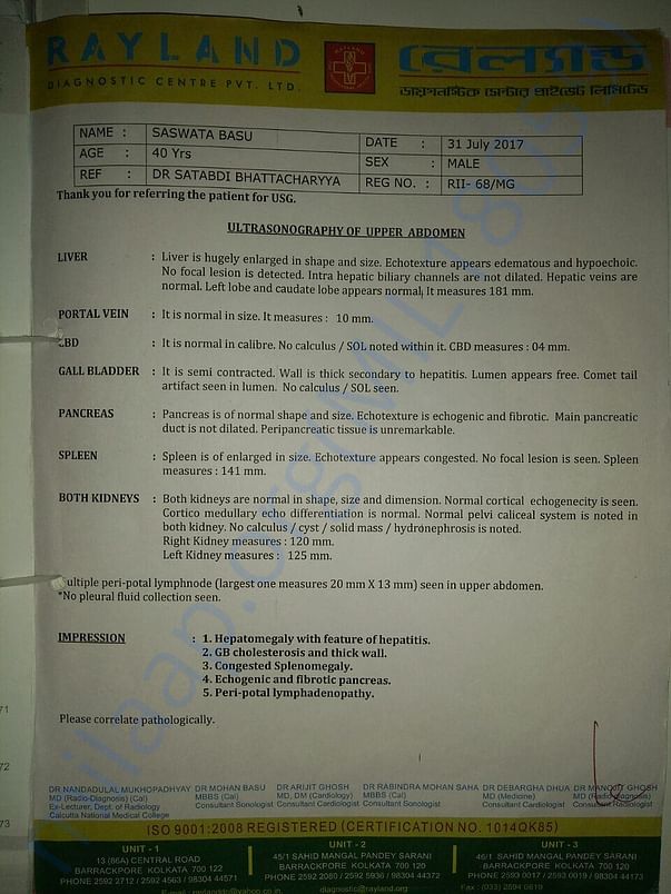 First Ultrasonography report of Upper Abdomen