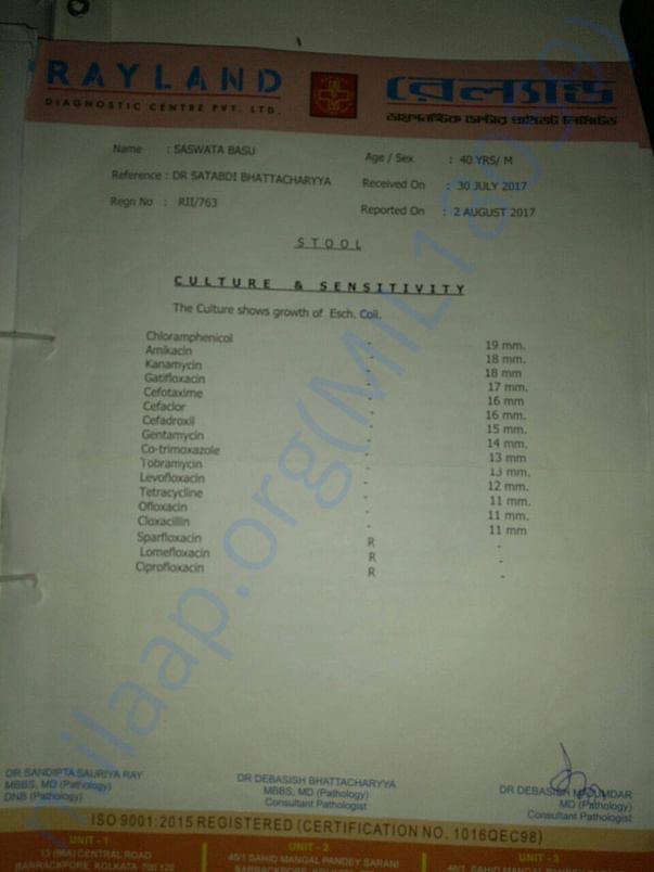 Report of Stool Culture