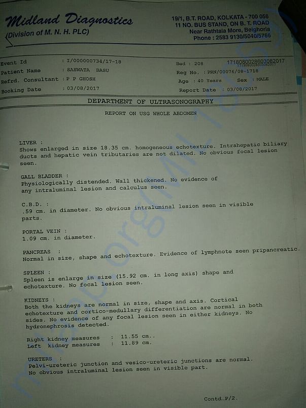 Second ultrasonography report of whole abdomen