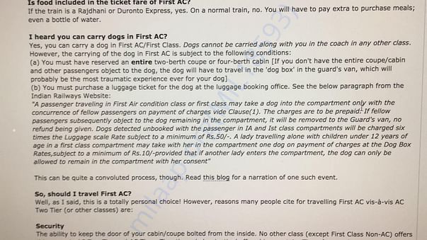 Details on how to send a dog via train