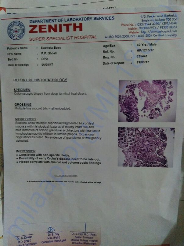 Biopsy Report suggesting late detection of Crohn's disease