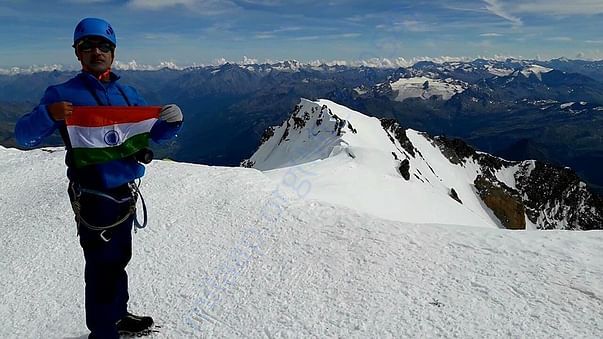 Top of the Mt. Blanc (4810 m), highest point of Alps, France