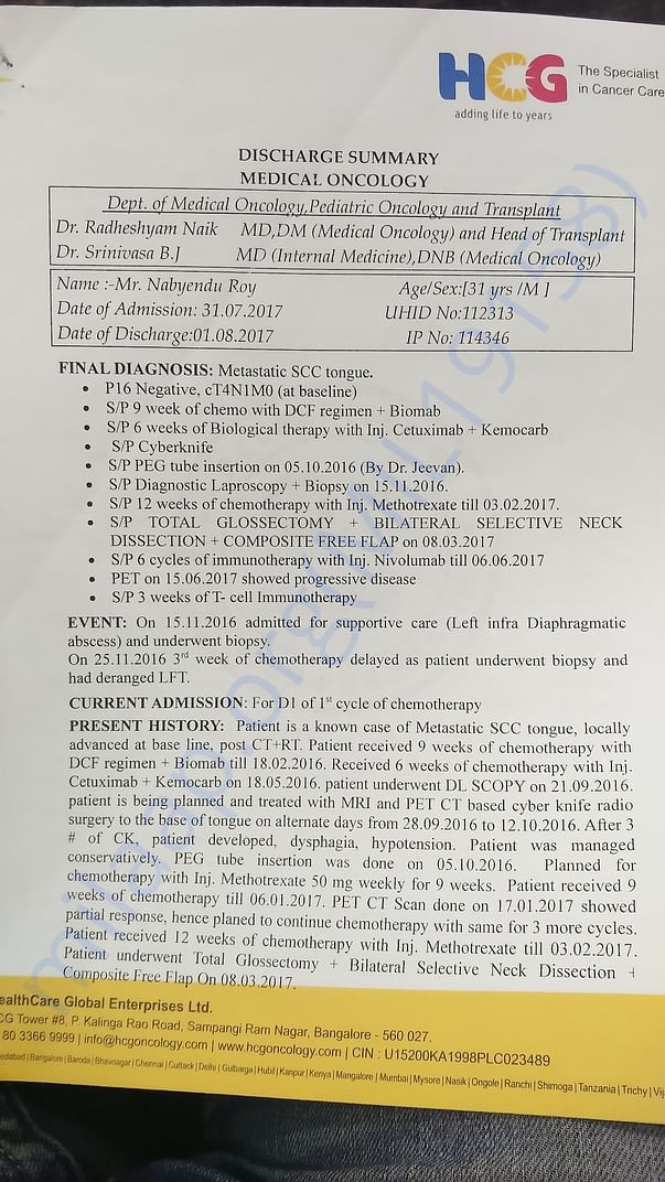 Discharge summary and PET Scan -2