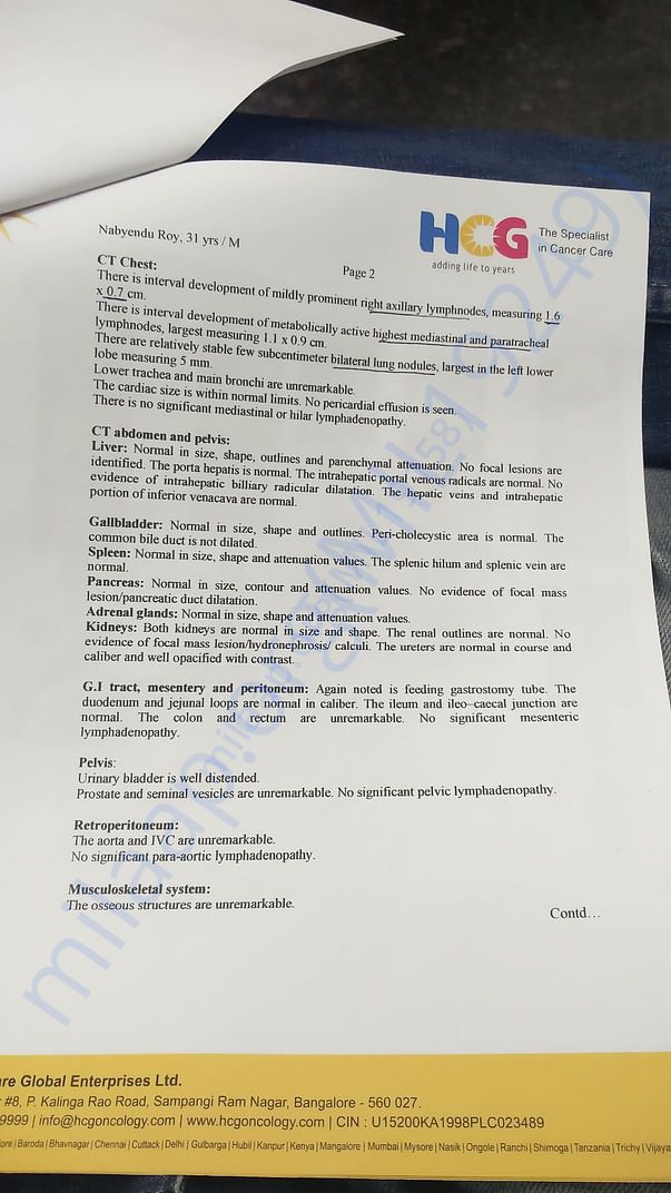 Discharge summary and PET Scan
