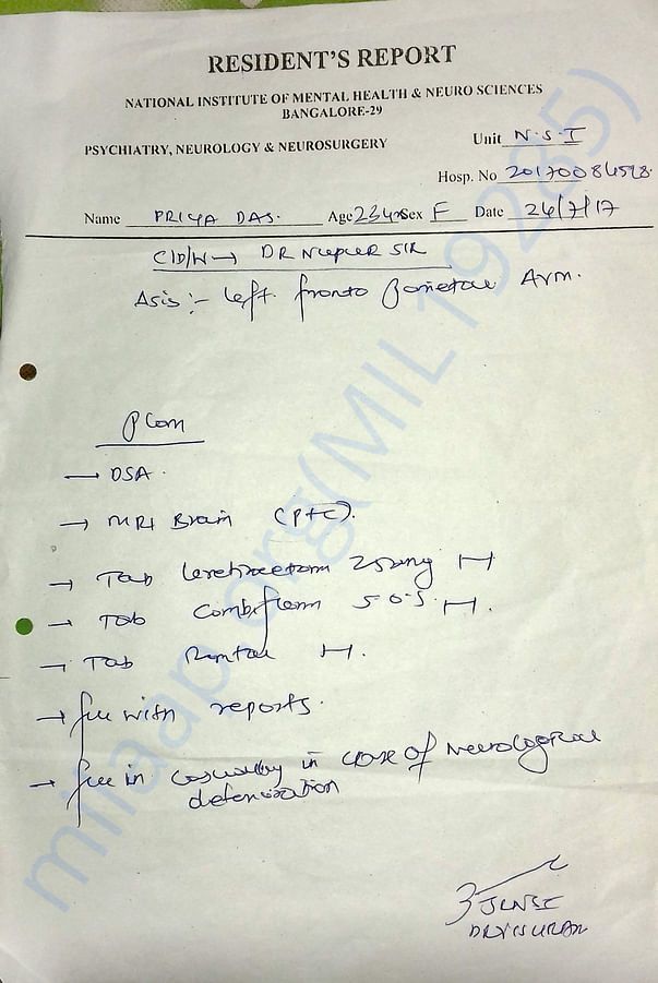 NIMHANS prescription