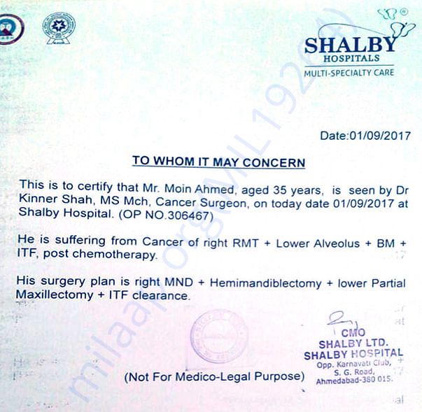 Recommendation of the hospital with details of surgery