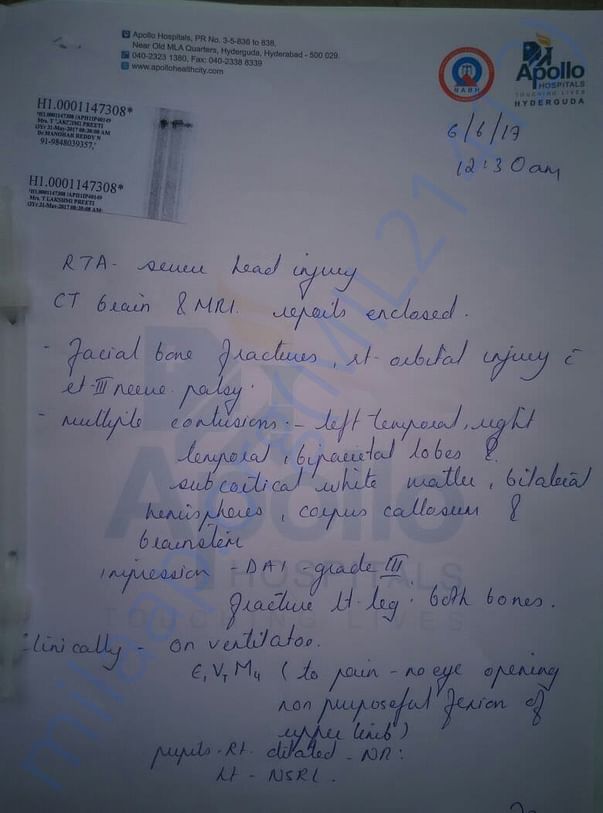 Medical Status given by Apollo Hospital