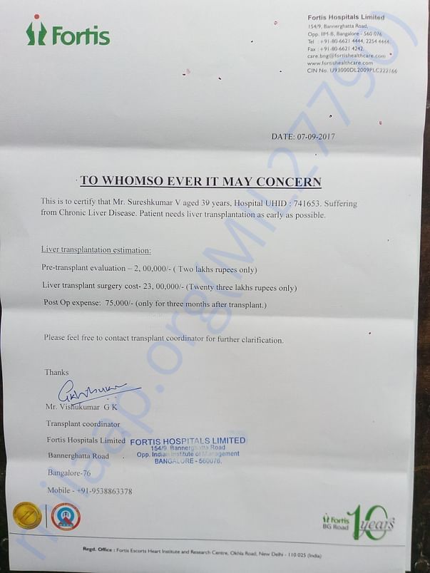 Quotation for liver transplant