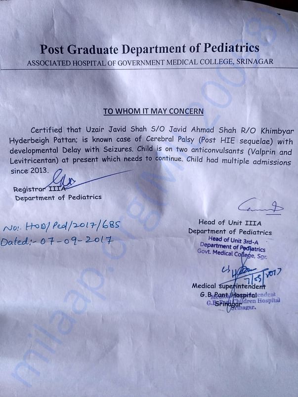 This doctor's Certificate is herby produced as an authentic document.
