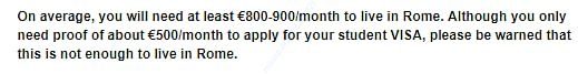 Living Cost Details