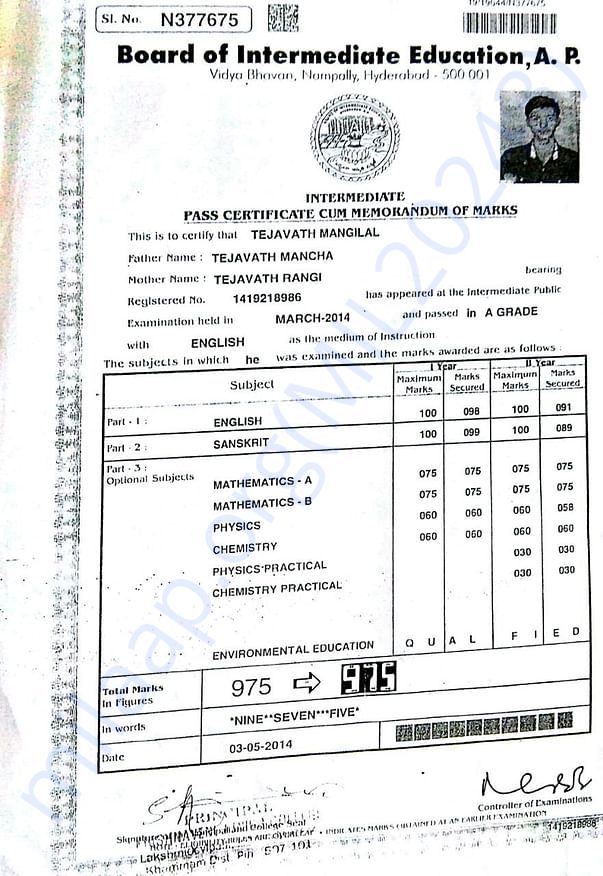 Mangilal's Intermediate memo