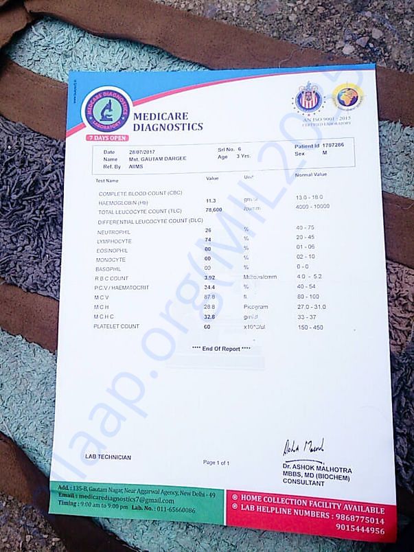 Jul 17, 2017: Diagnosis Report