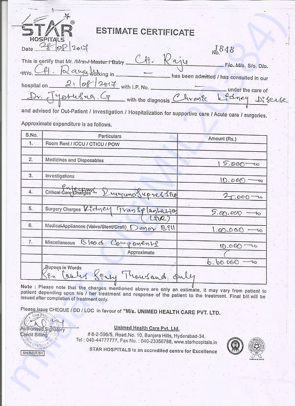 Estimation letter