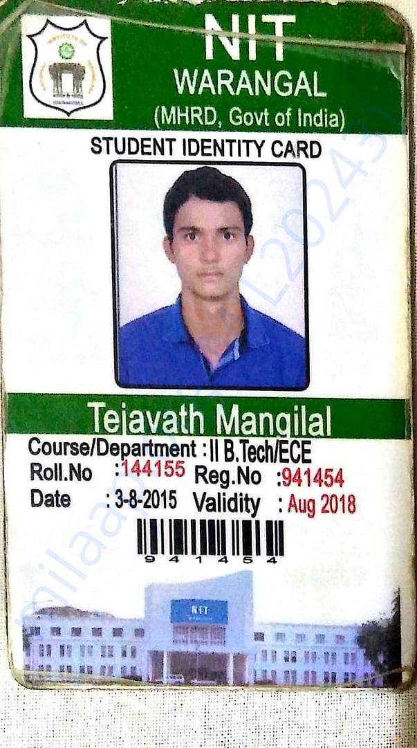 Mangilal's college ID Card