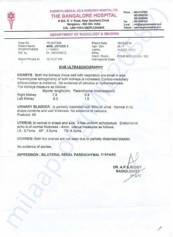 Bangalore Hospital Report.