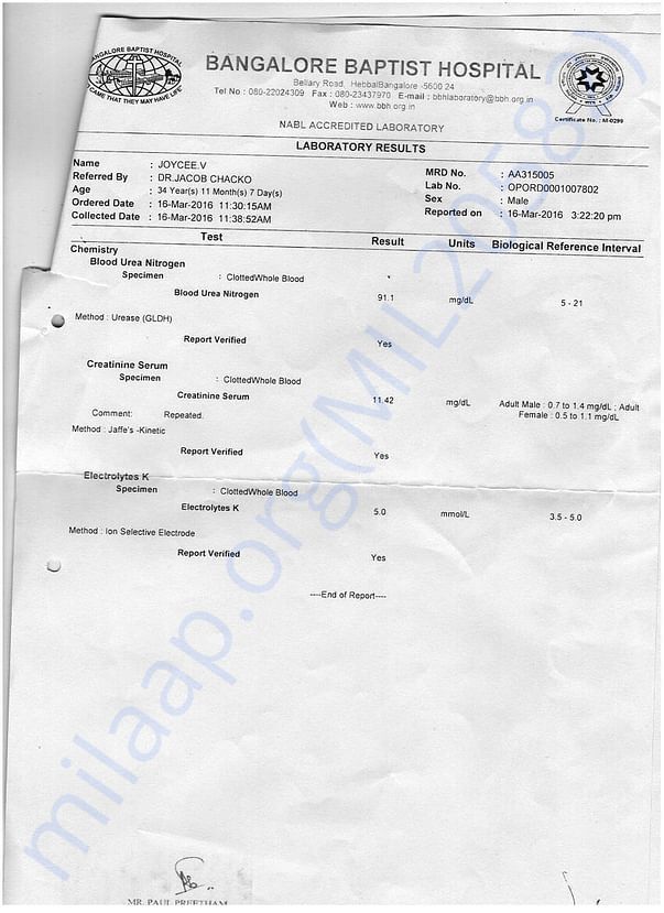 Bangalore Hospital Report.