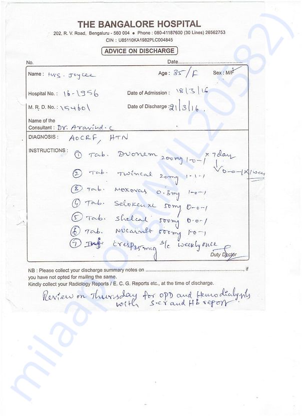 Bangalore Hospital Report.