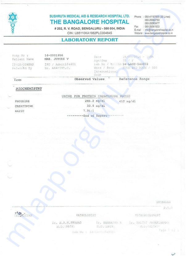 Bangalore Hospital Report.