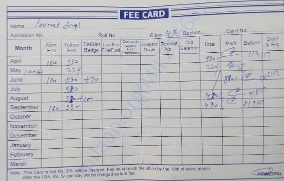 School Monthly Fee