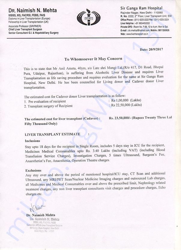 Surgical expenditure estimate
