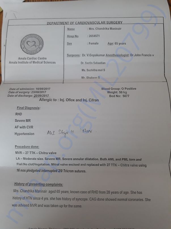 Discharge summary from hospital 1