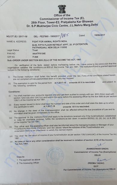 FFAR India 80G certificate