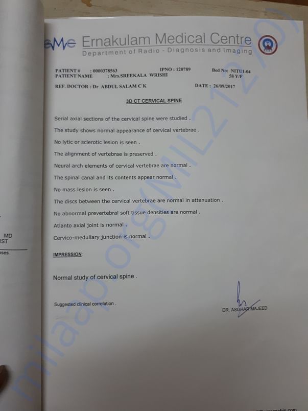 3D CT CERVICAL SPLINE REPORT