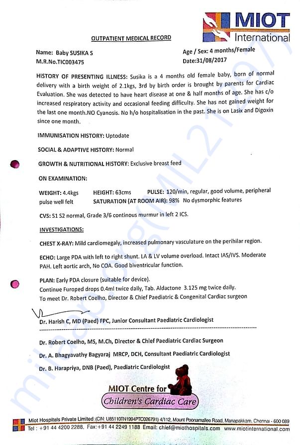 Susikala medical report