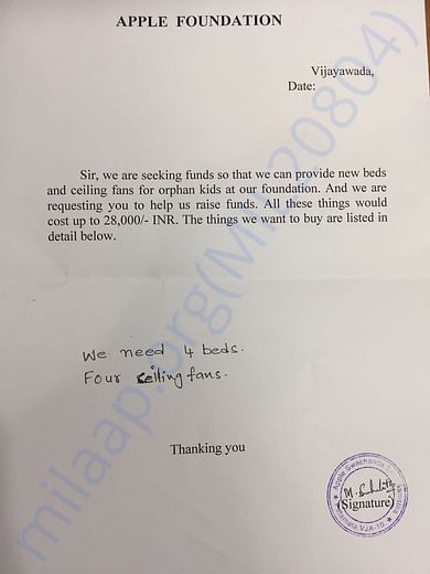 Letter from the orphanage