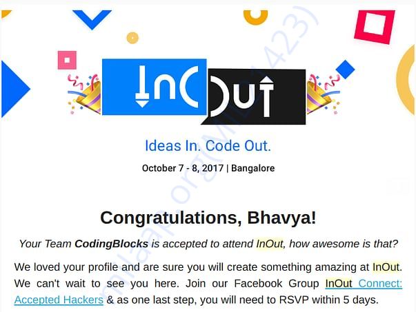 Hack-InOut Acceptance Email