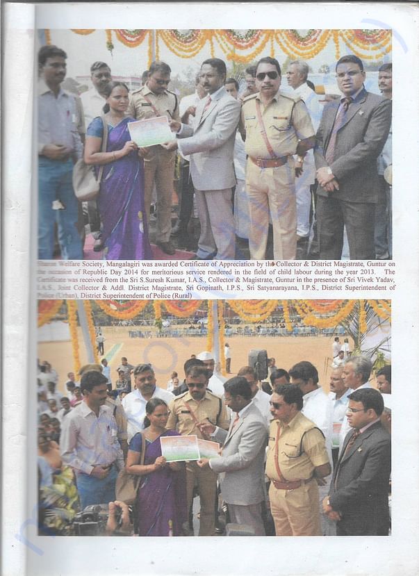Sharon Welfare Society recognized as the Best Ngo by the Govt of A.P