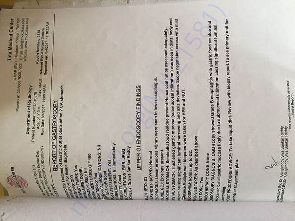 report of gastroscopy
