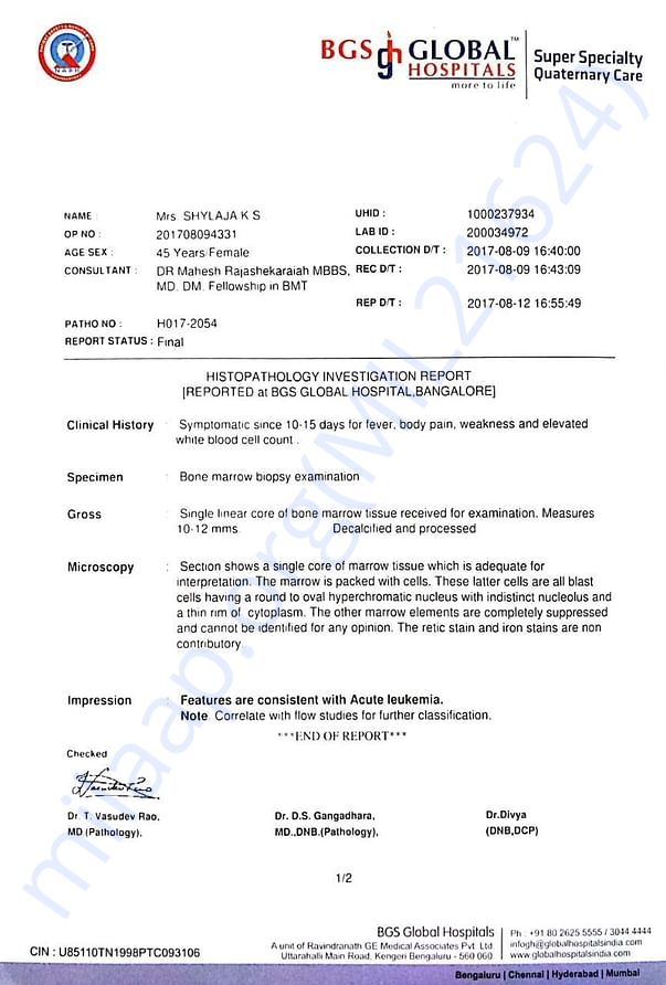 Biopsy Examination report