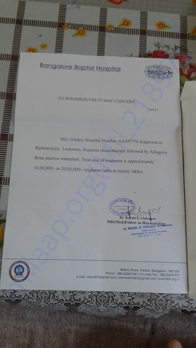 Medical estimate from Hospital