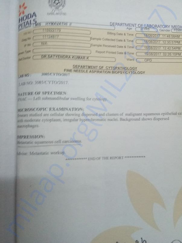 Cancer detection report