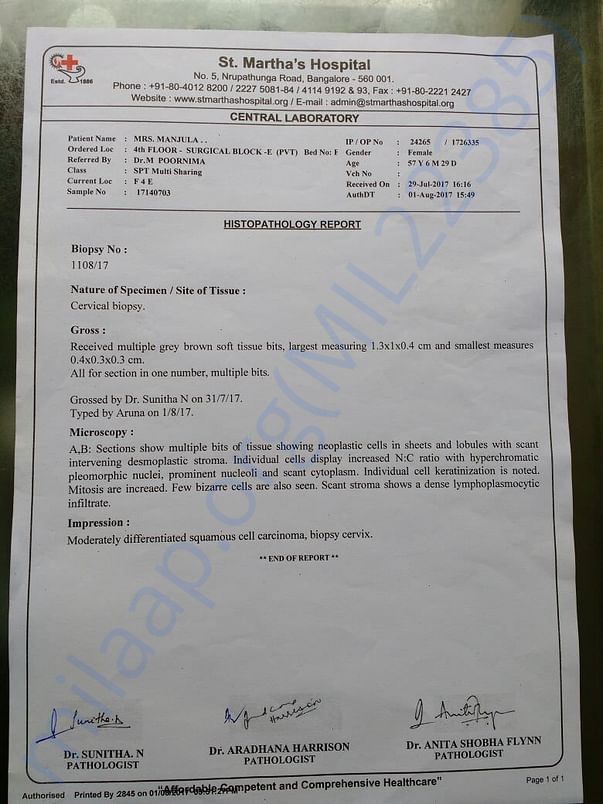 Histopathology report