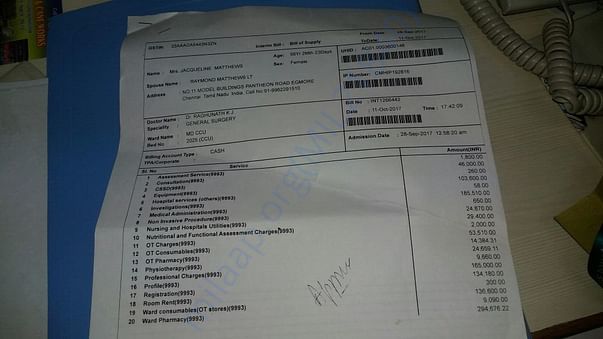 Hospital cost as on 11th October 2017